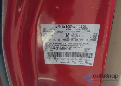 2007 Ford Escape Limited из США, поврежденный, VIN 1FMCU94137KA35344